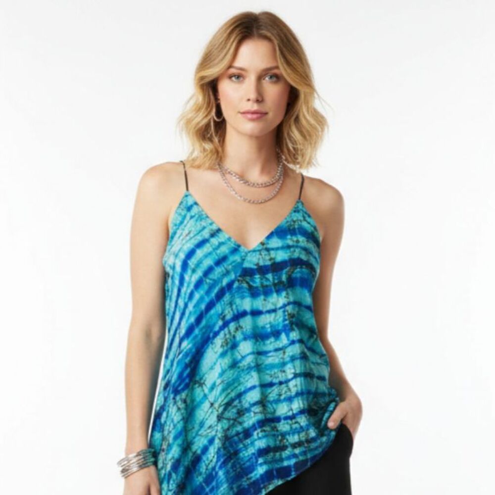 Karina Grimaldi Blue & Black Print Sleeveless Top S